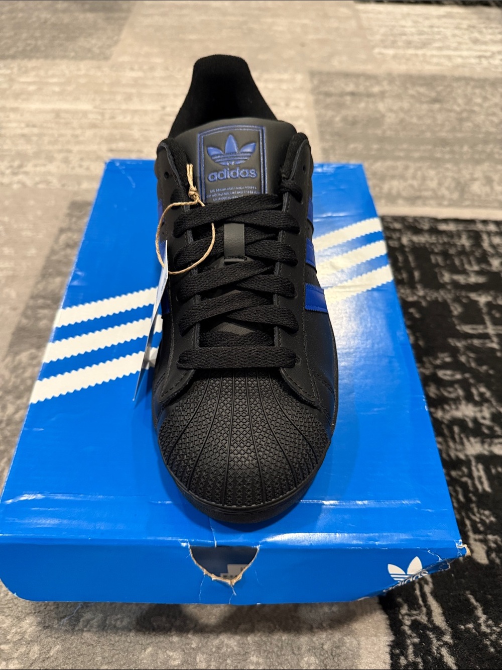 adidas Black with Royal Blue Accent Low-Top Sneakers - Picture 3 of 3